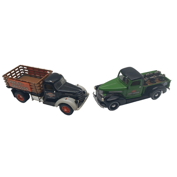 2) Matchbox Harley-Davidson 1937 International & 1941 Chevrolet Pickup + Engines